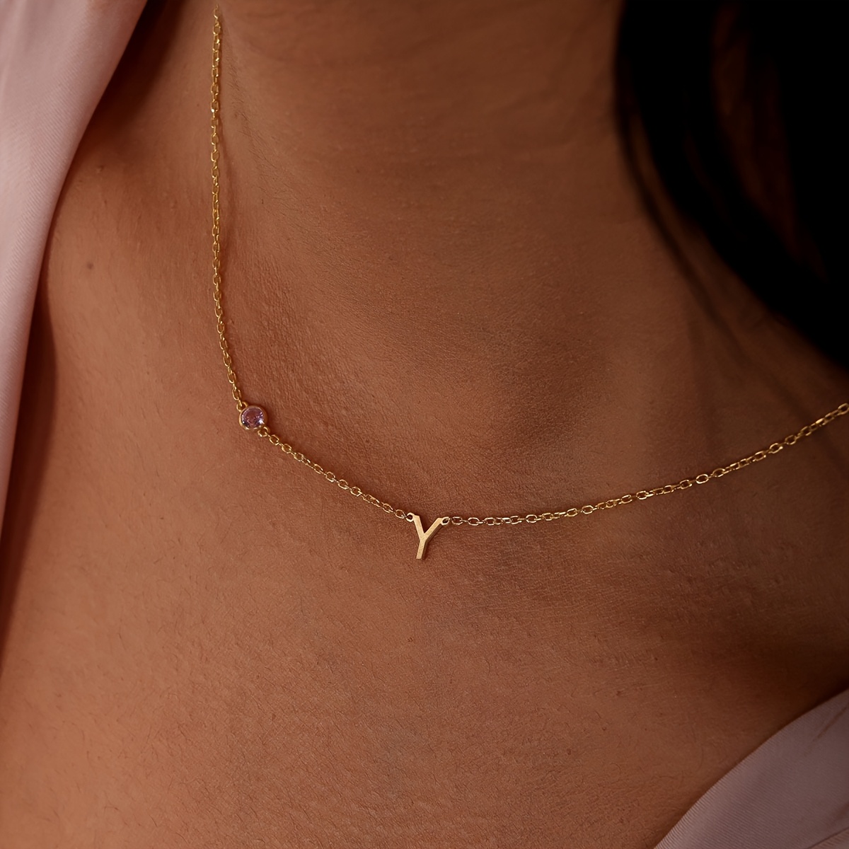 Personalized Women's Exquisite Birthstone Necklace, 18K Gold Plated